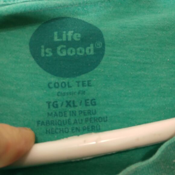 Life Is Good tshirt mens XL XLarge green record graphic tee classic fit short sl - Picture 7 of 9